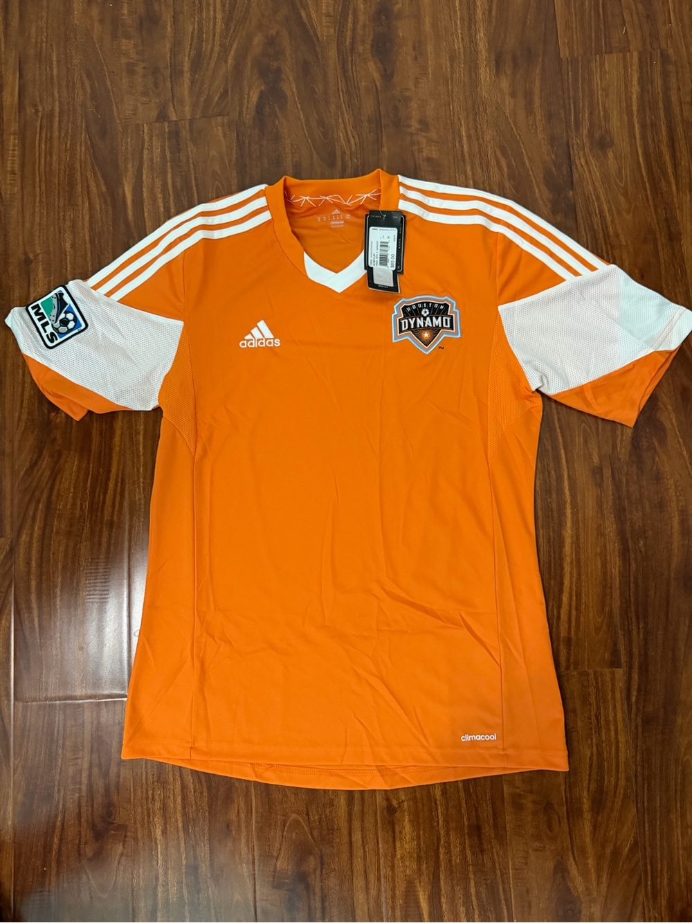 adidas Men's Houston Dynamo Orange Short-Sleeve Soccer Jersey with White Accents